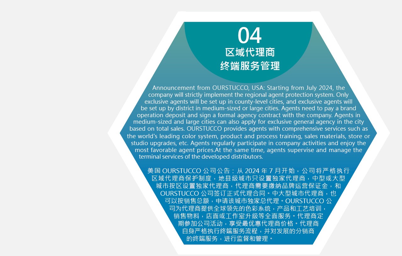 美国OURSTUCCO欧施泥涂料招商加盟政策通告： 关于美国OURSTUCCO公司的品牌代言，独立合伙，战略合作，区域代理，和区域分销等合作模式